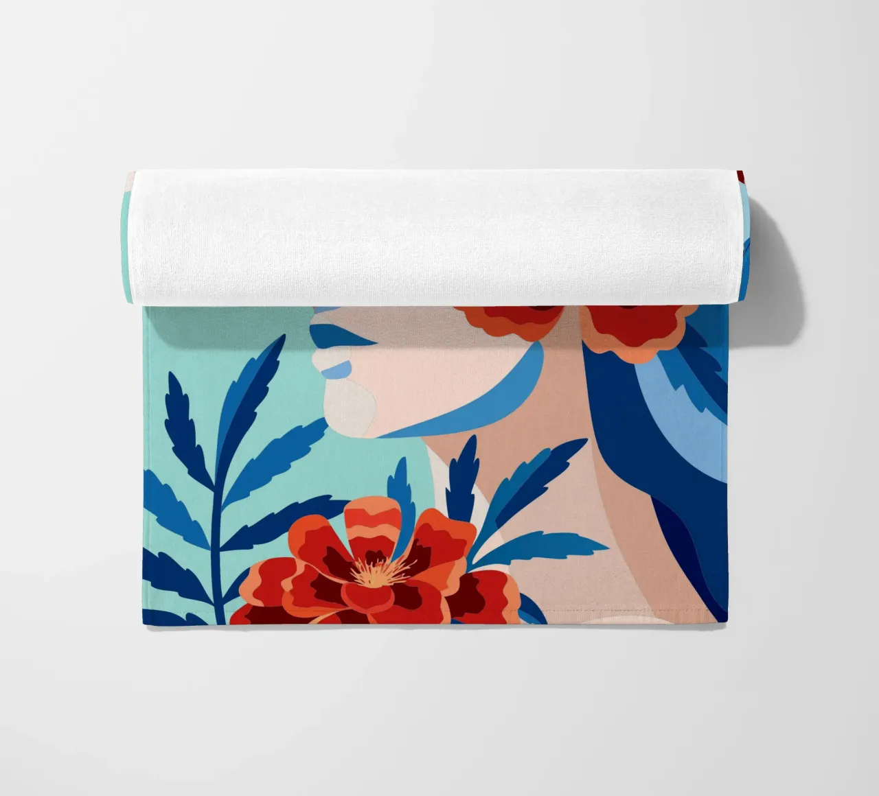 Donna con fiori telo mare da HAPPY SHOP