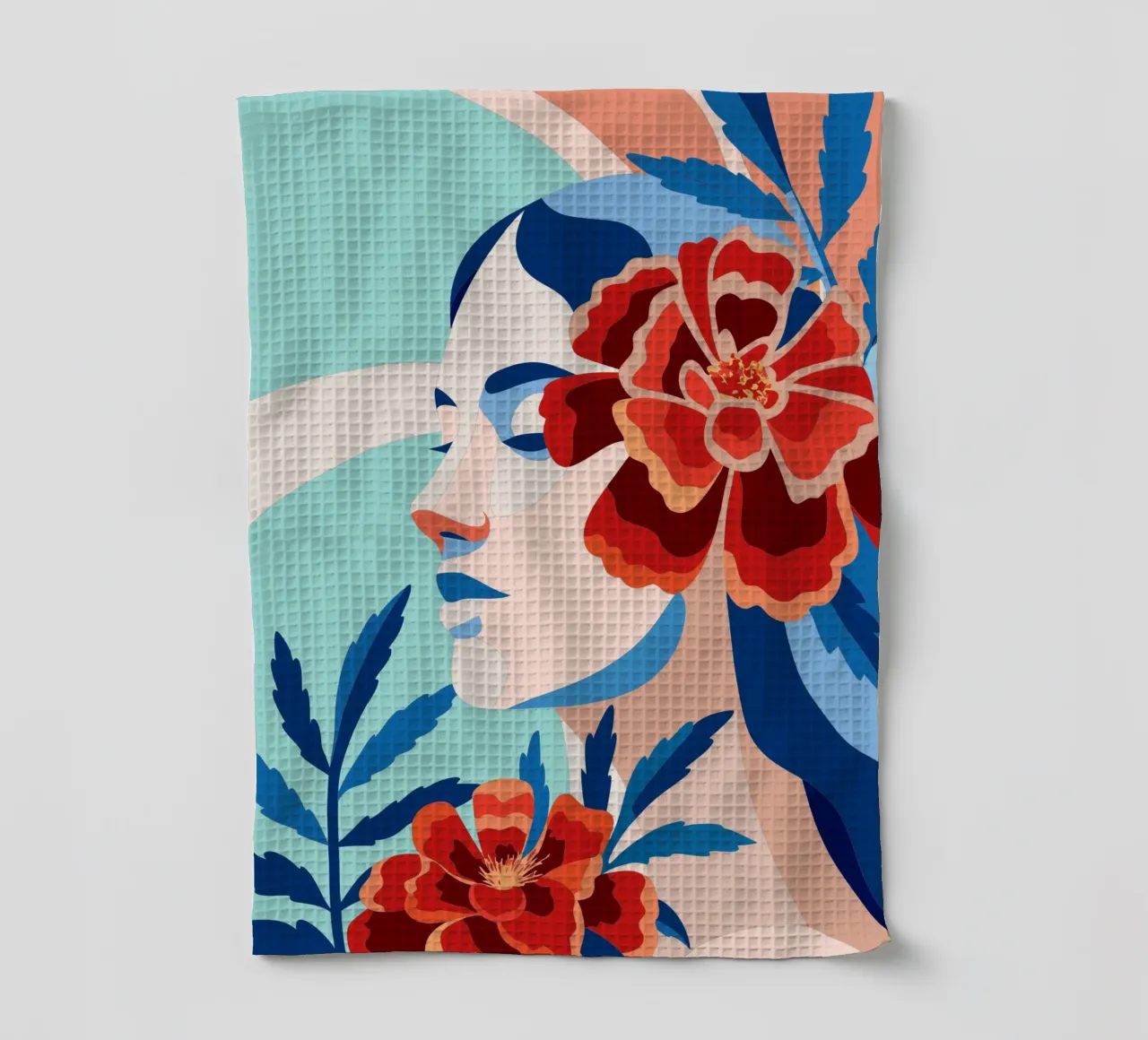 Donna con fiori canovaccio da cucina da HAPPY SHOP