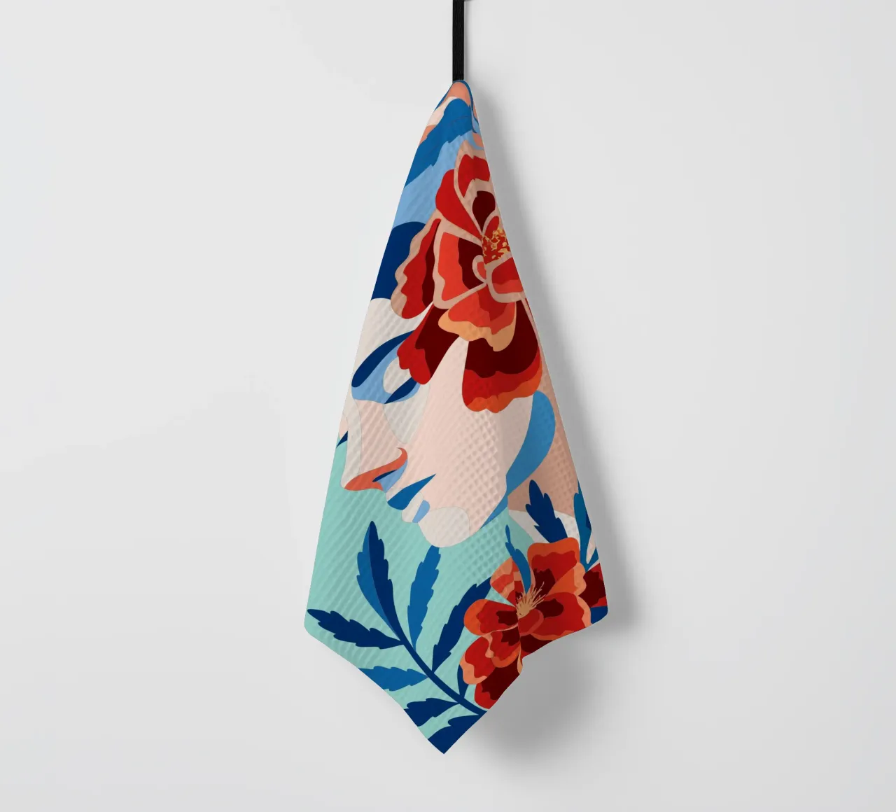 Donna con fiori canovaccio da cucina da HAPPY SHOP