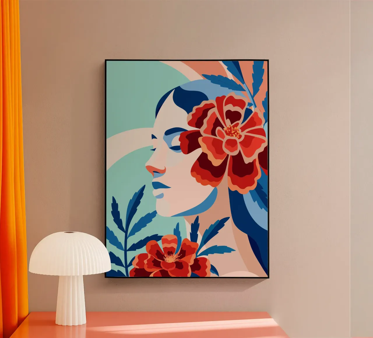 Donna con fiori plexiglass da HAPPY SHOP