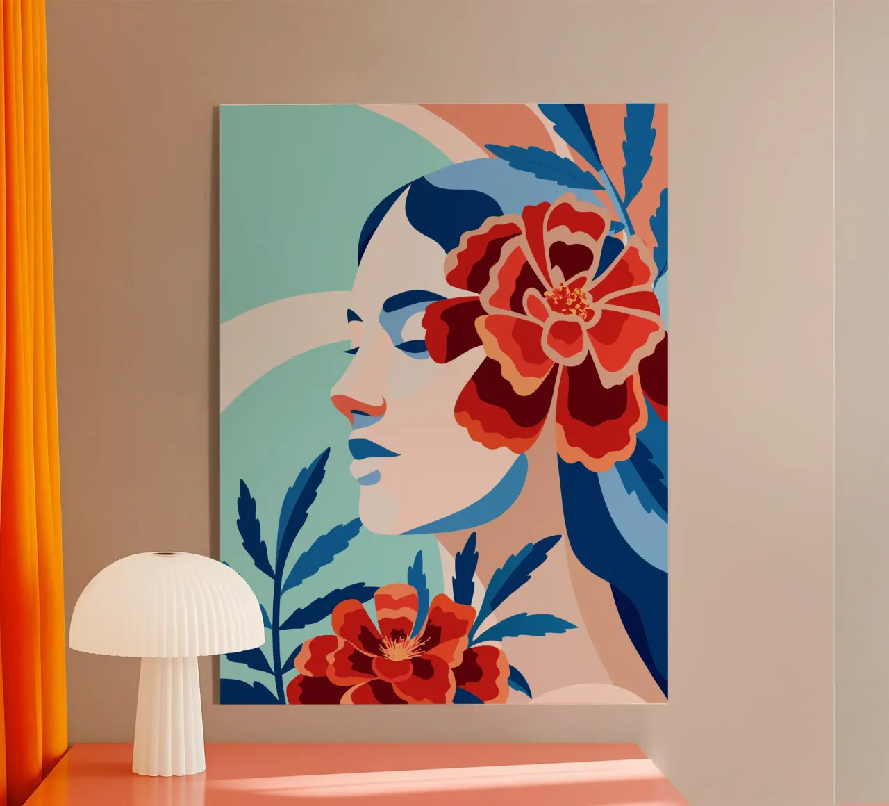Donna con fiori plexiglass da HAPPY SHOP