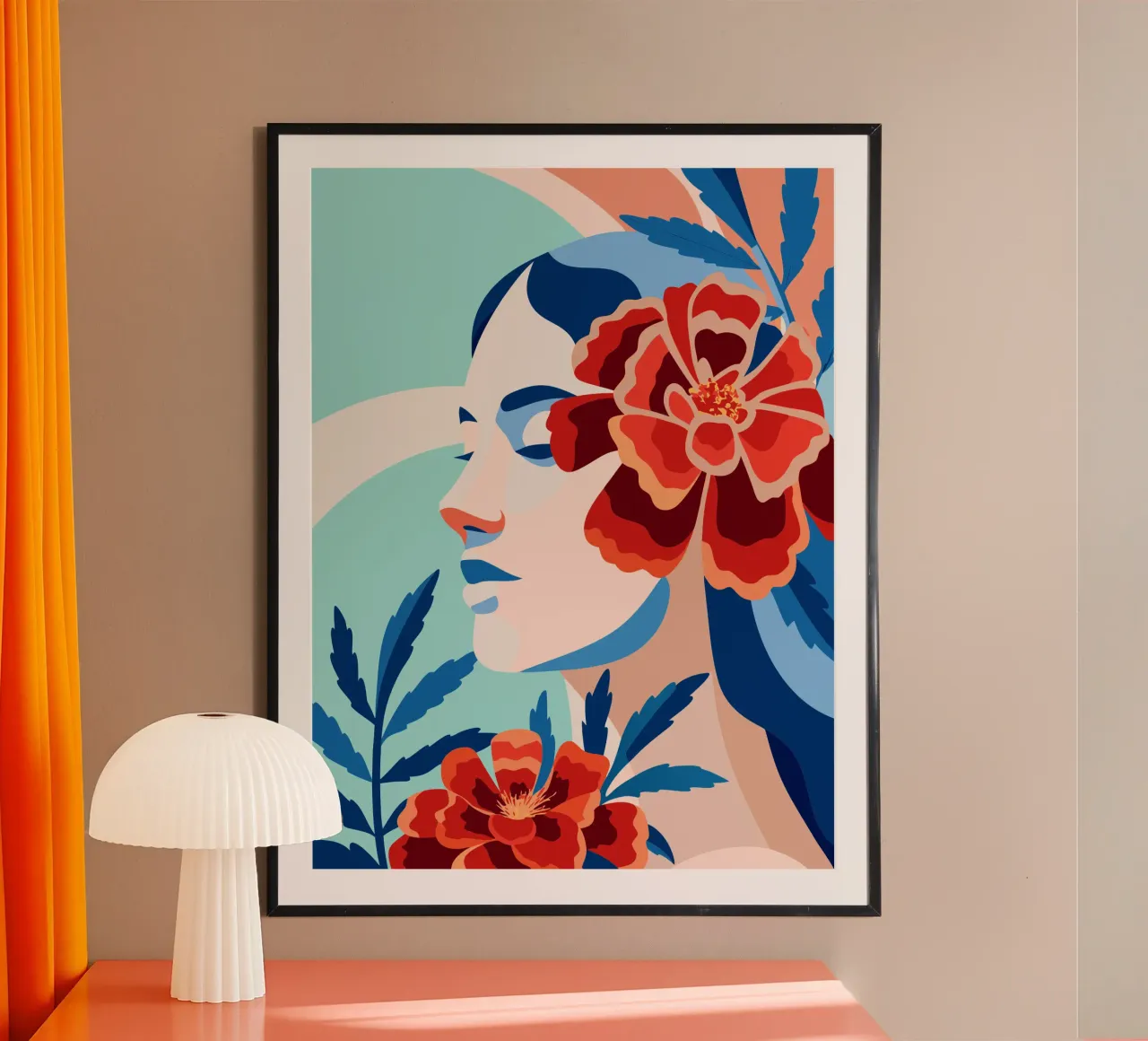 Donna con fiori poster da HAPPY SHOP