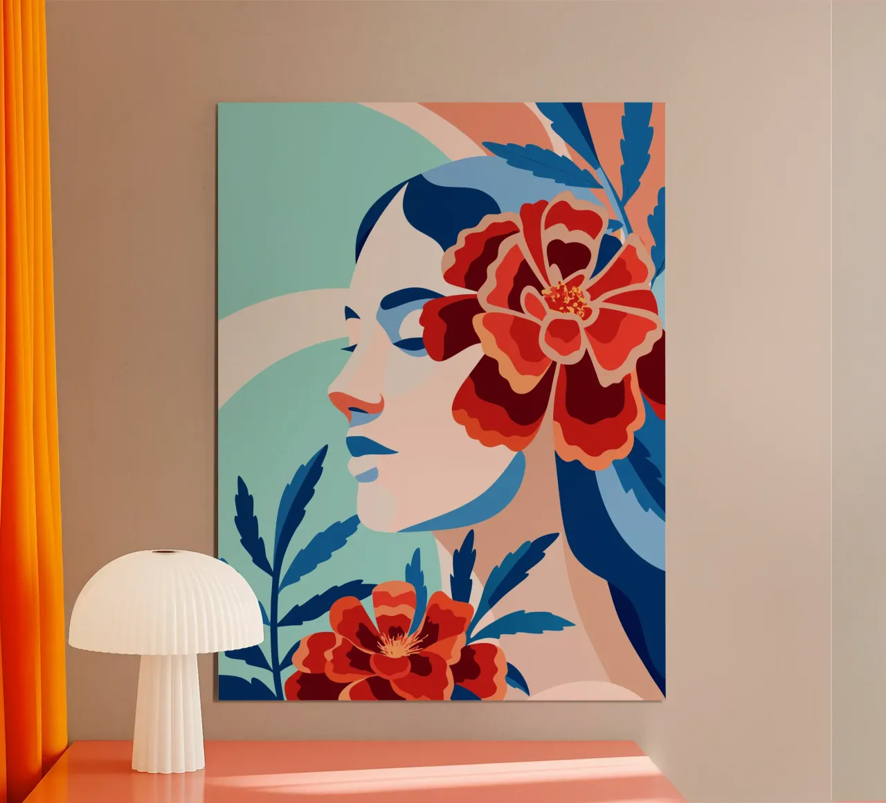 Donna con fiori poster da HAPPY SHOP