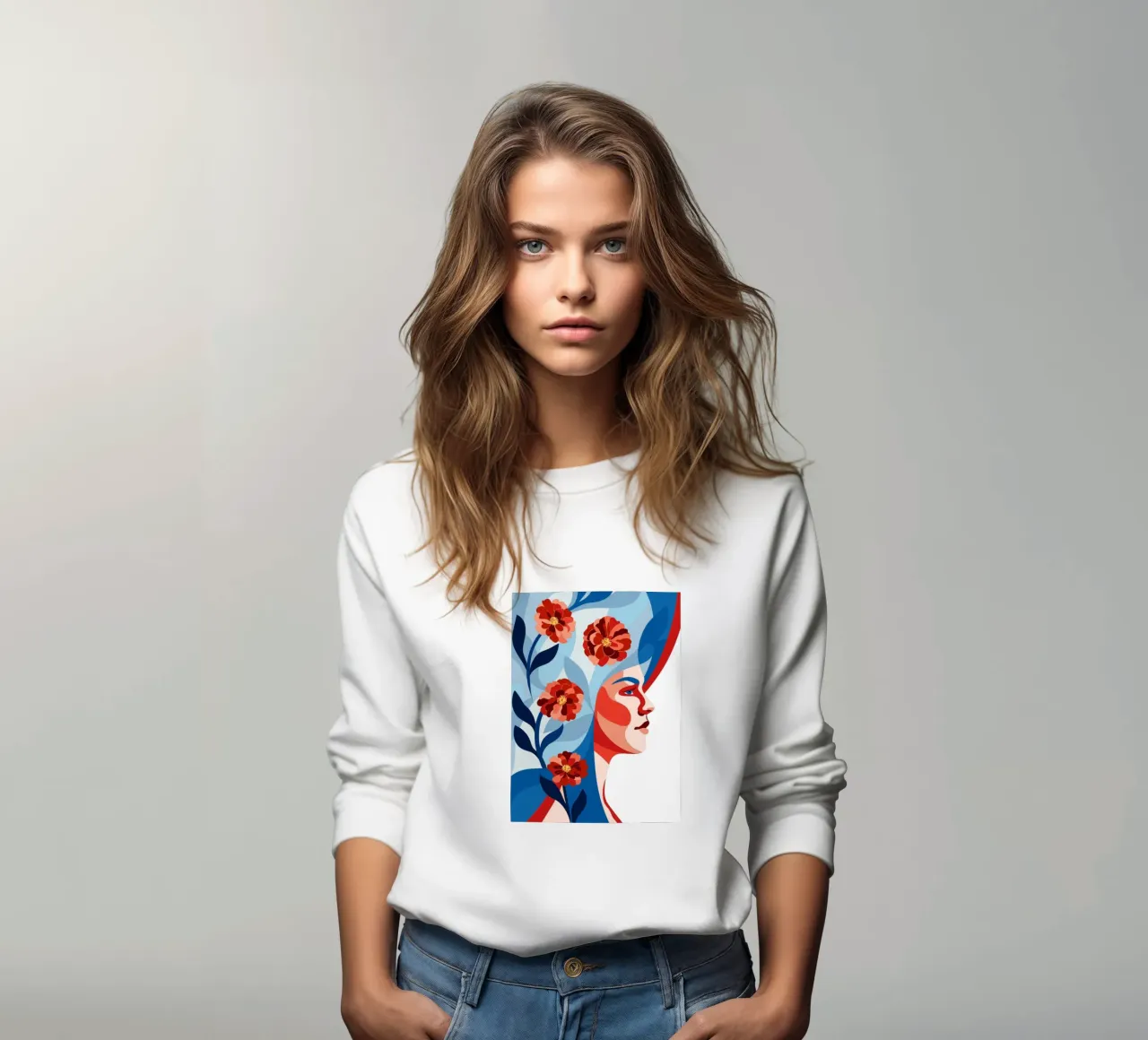 Donna con fiori felpa da HAPPY SHOP