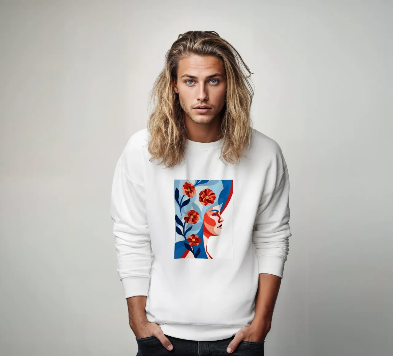 Donna con fiori felpa da HAPPY SHOP