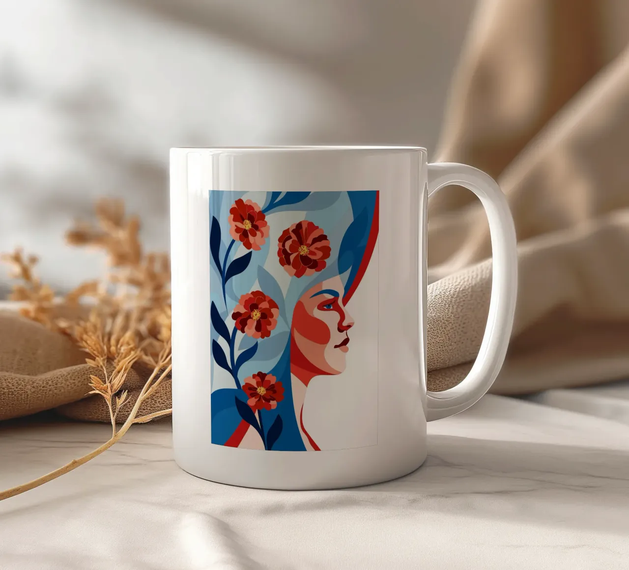 Donna con fiori tazza in ceramica da HAPPY SHOP