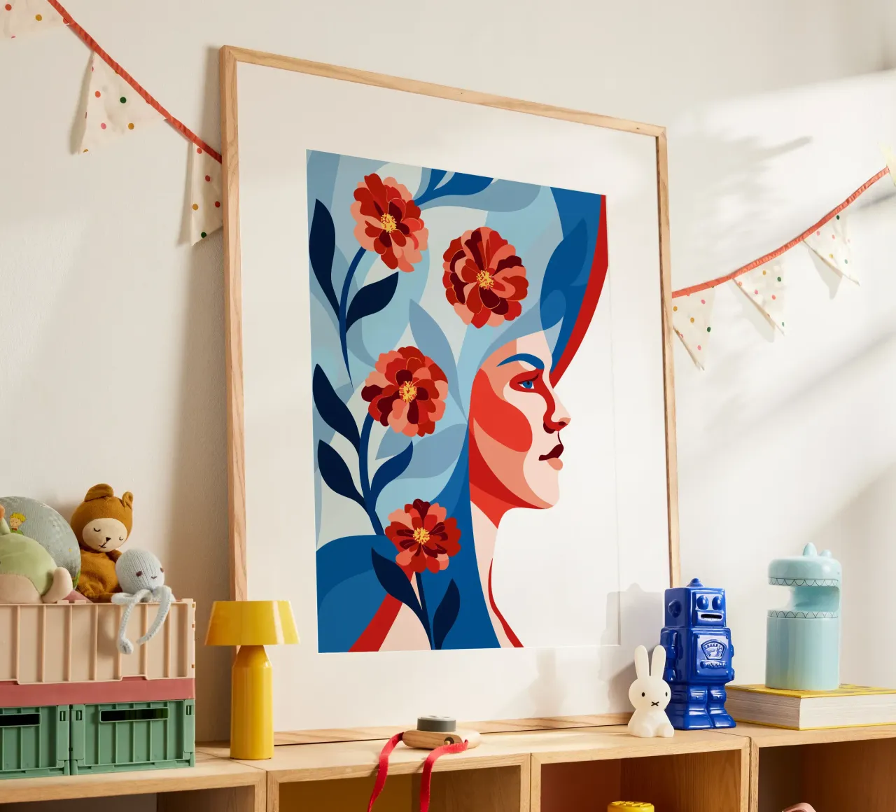 Donna con fiori poster da HAPPY SHOP