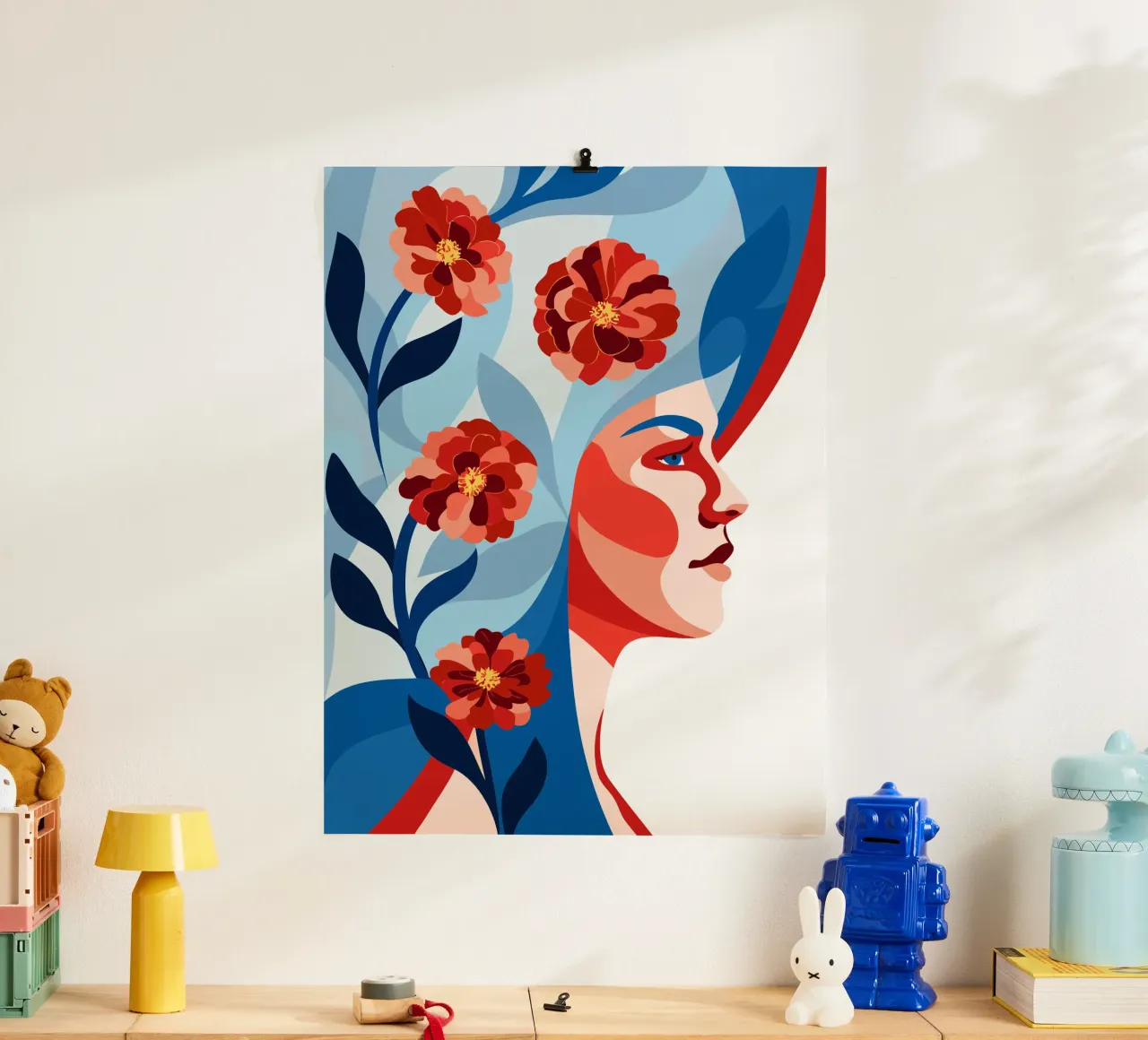 Donna con fiori poster da HAPPY SHOP