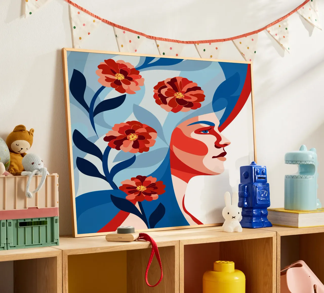 Donna con fiori poster da HAPPY SHOP
