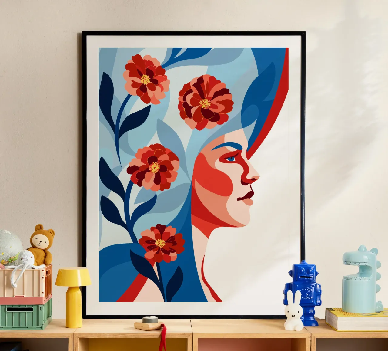 Donna con fiori poster da HAPPY SHOP
