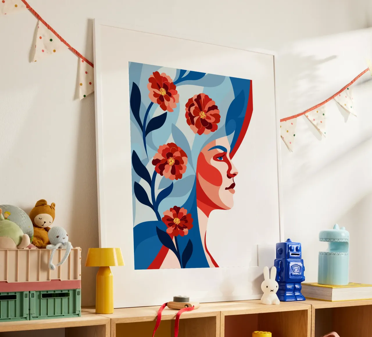 Donna con fiori poster da HAPPY SHOP