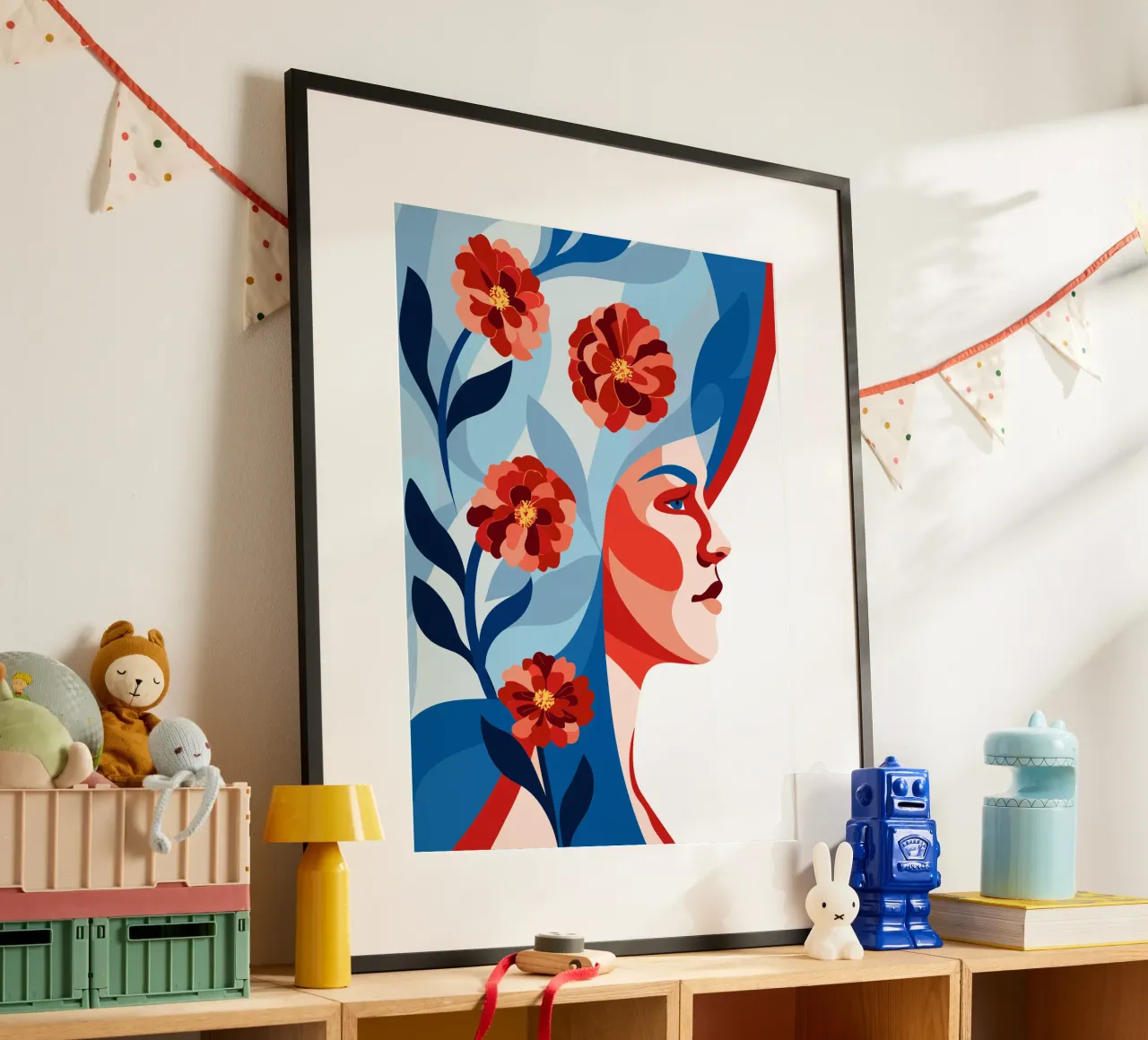 Donna con fiori poster da HAPPY SHOP