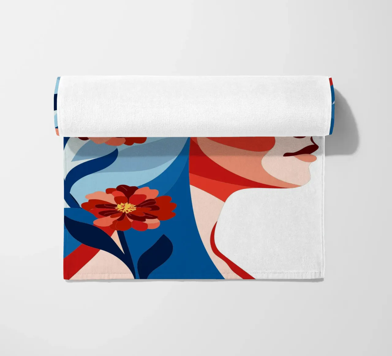 Donna con fiori telo mare da HAPPY SHOP