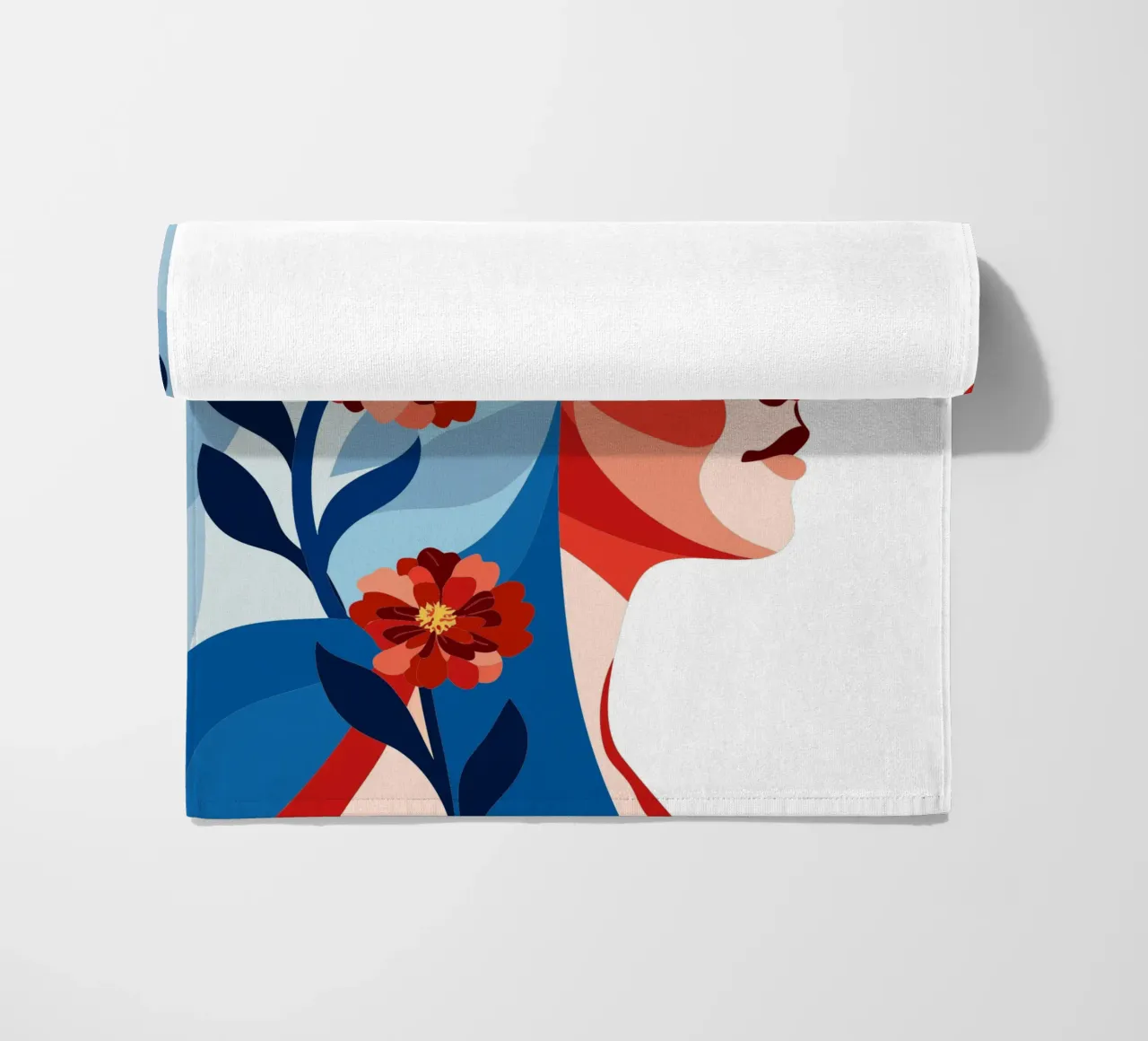 Donna con fiori telo mare da HAPPY SHOP