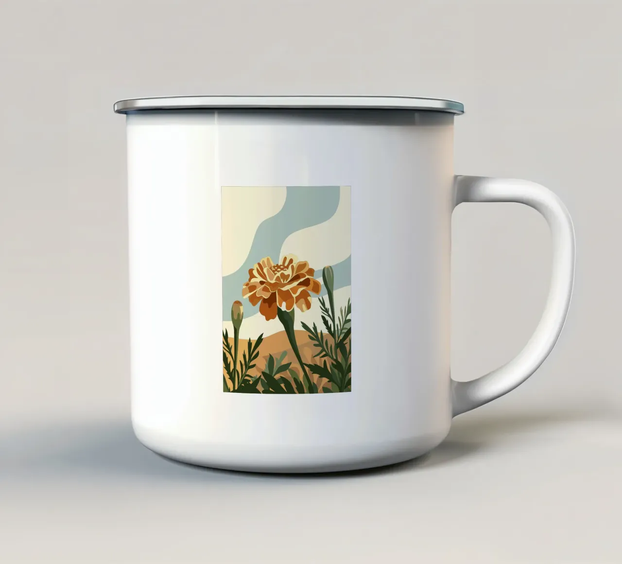 Tagetes Erecta Fiore tazza in smalto da HAPPY SHOP