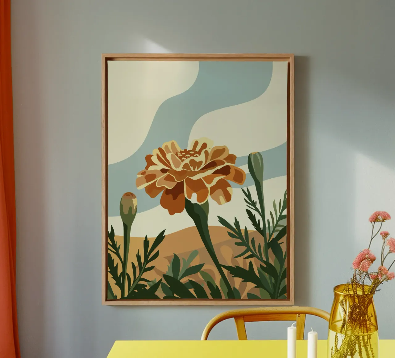 Tagetes Erecta Fiore tela con Cornice a cassetta da HAPPY SHOP