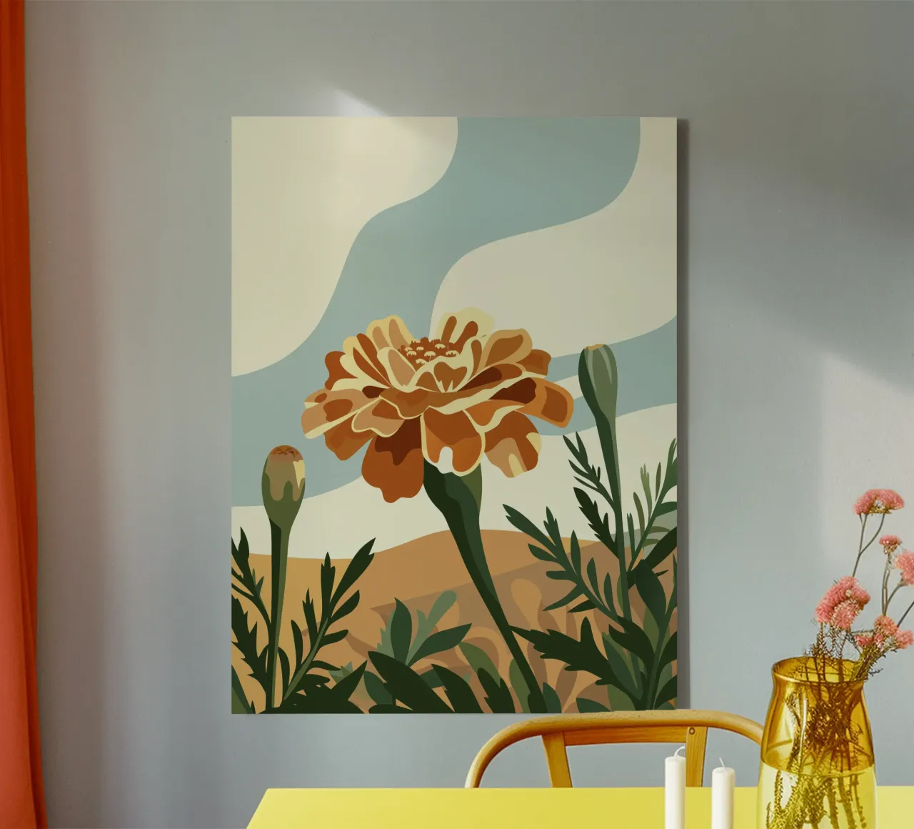 Tagetes Erecta Fiore tela con Cornice a cassetta da HAPPY SHOP
