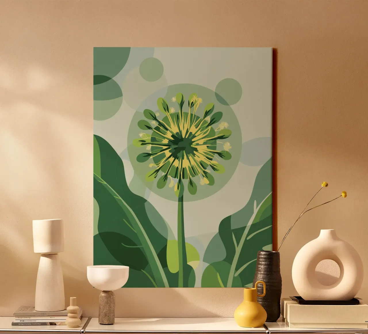 Taraxacum bloem canvas met Baklijst van HAPPY SHOP