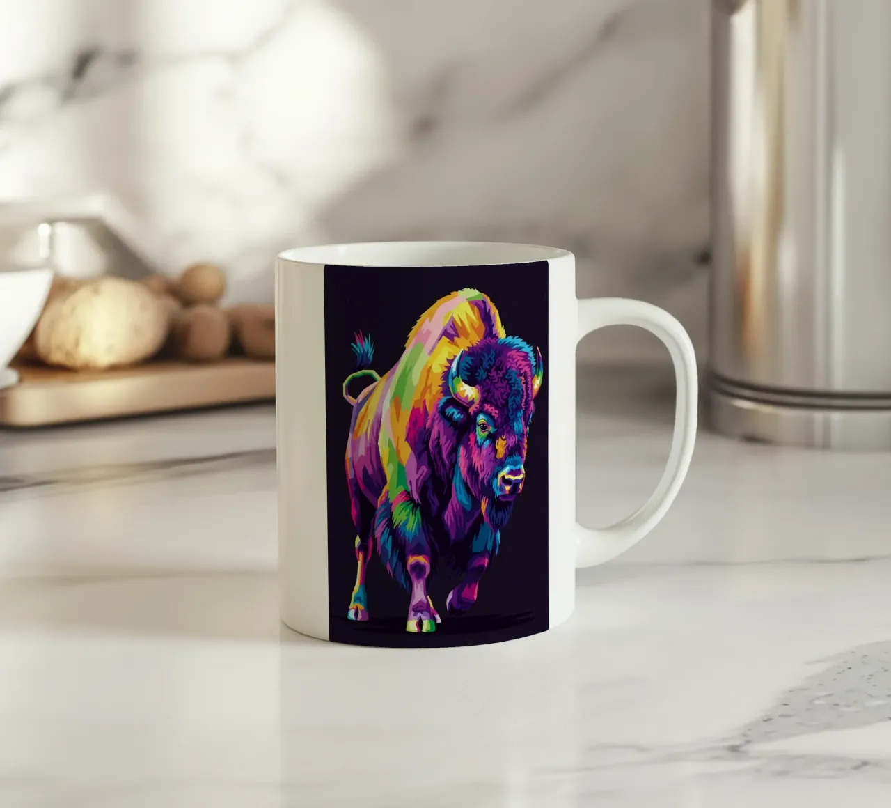 Colorato di bisonte (1) tazza in ceramica da Wild Life studio