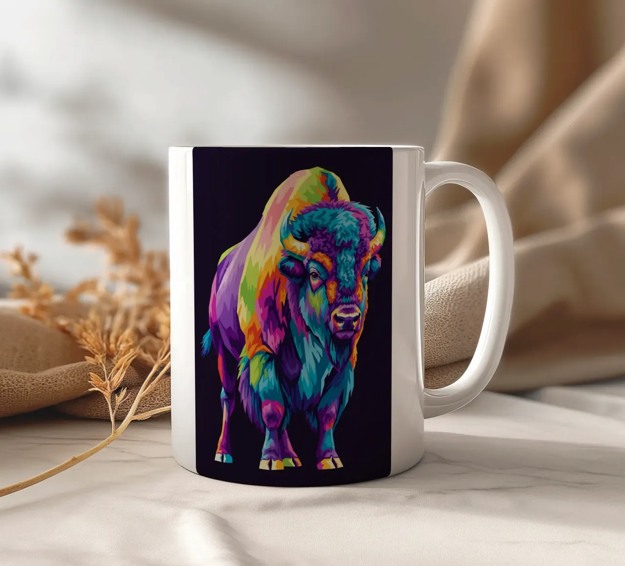 Colorful of bison (2) tazza in ceramica da Wild Life studio