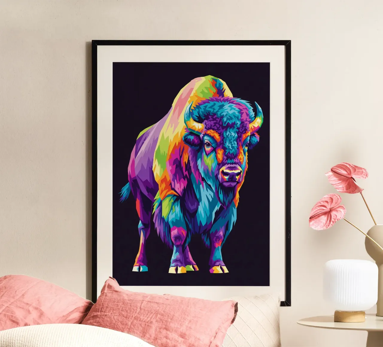 Colorful of bison (2) carta hahnemühle da Wild Life studio