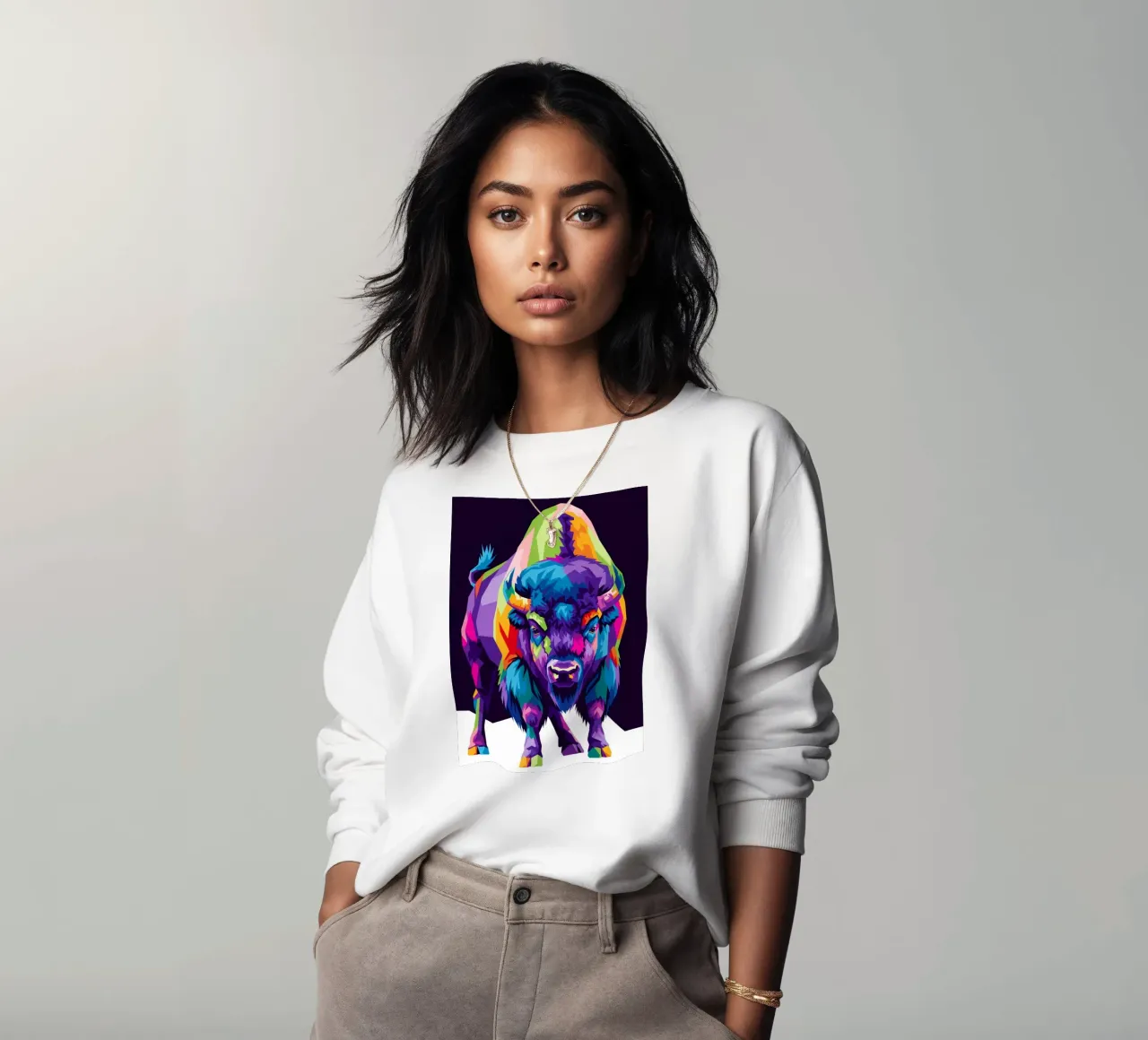 Colorful of bison (3) sweatshirt by Wild Life studio