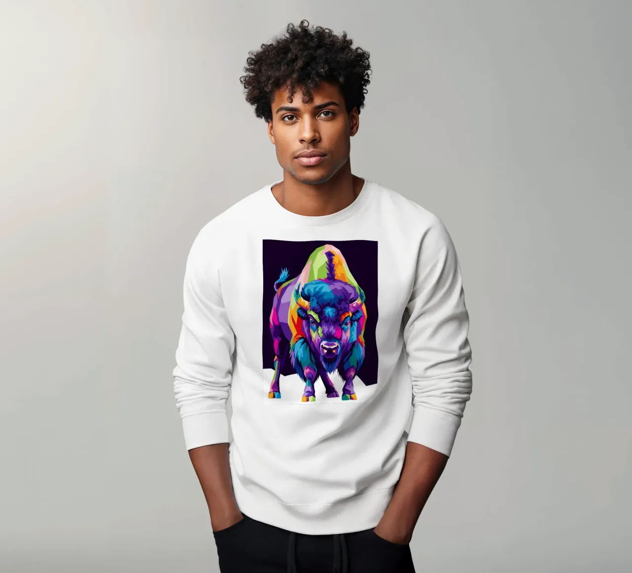 Colorful of bison (3) sweatshirt by Wild Life studio