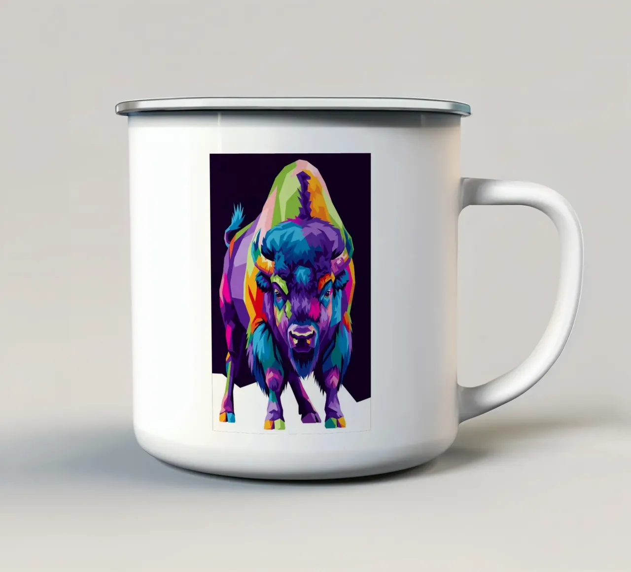 Colorato di bisonte (3) tazza in smalto da Wild Life studio