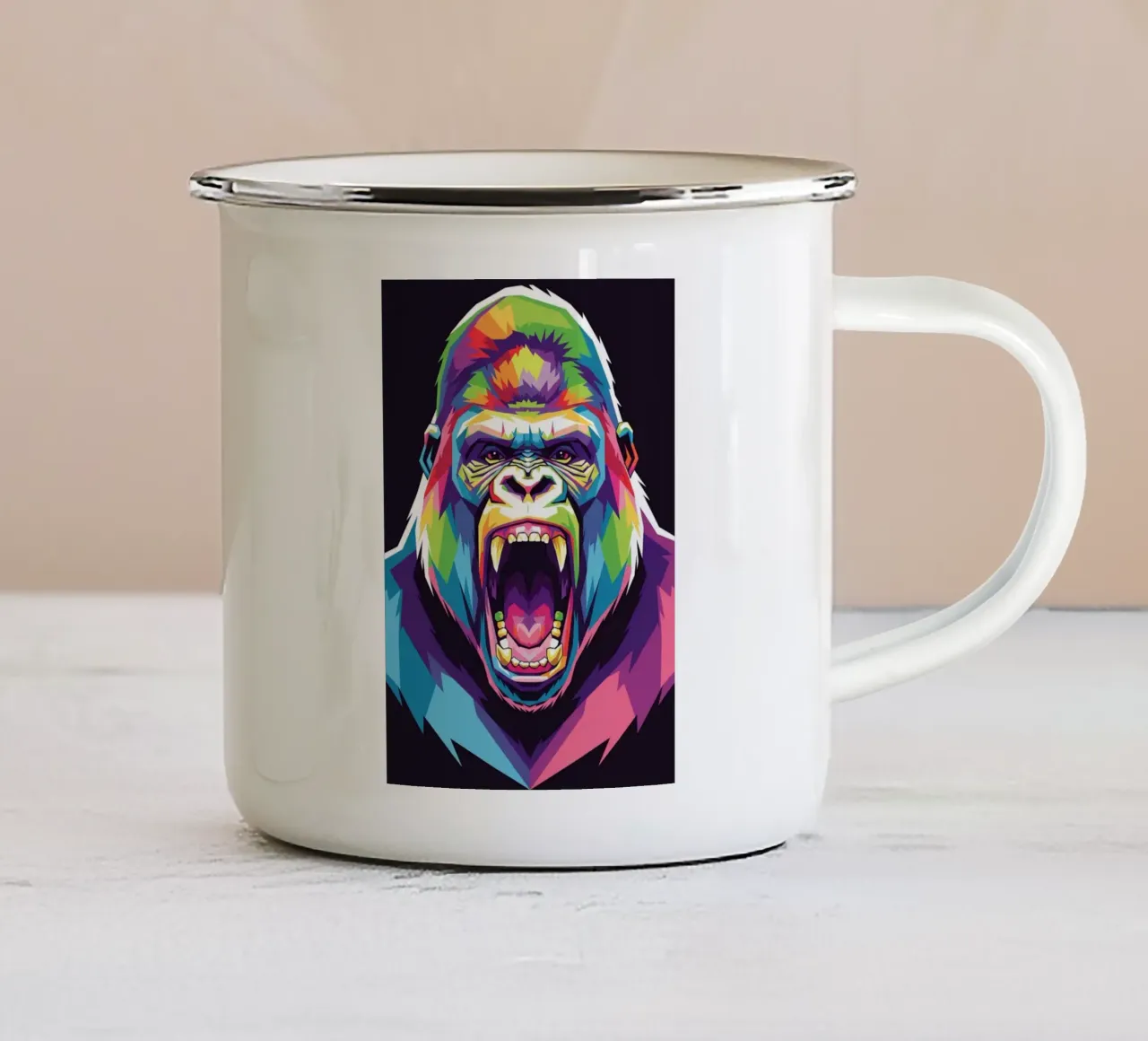 Colorato di gorilla (1) tazza in smalto da Wild Life studio