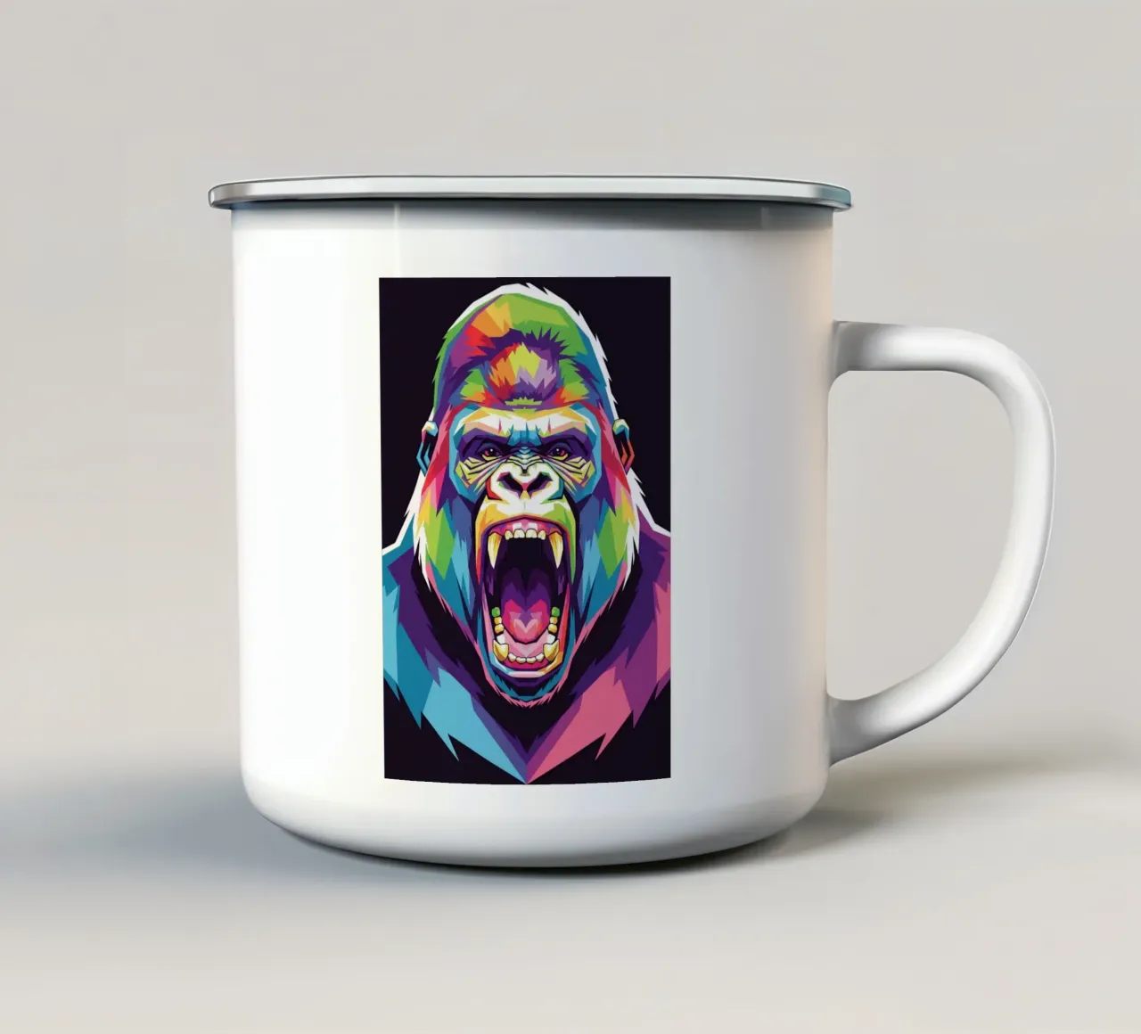 Colorato di gorilla (1) tazza in smalto da Wild Life studio