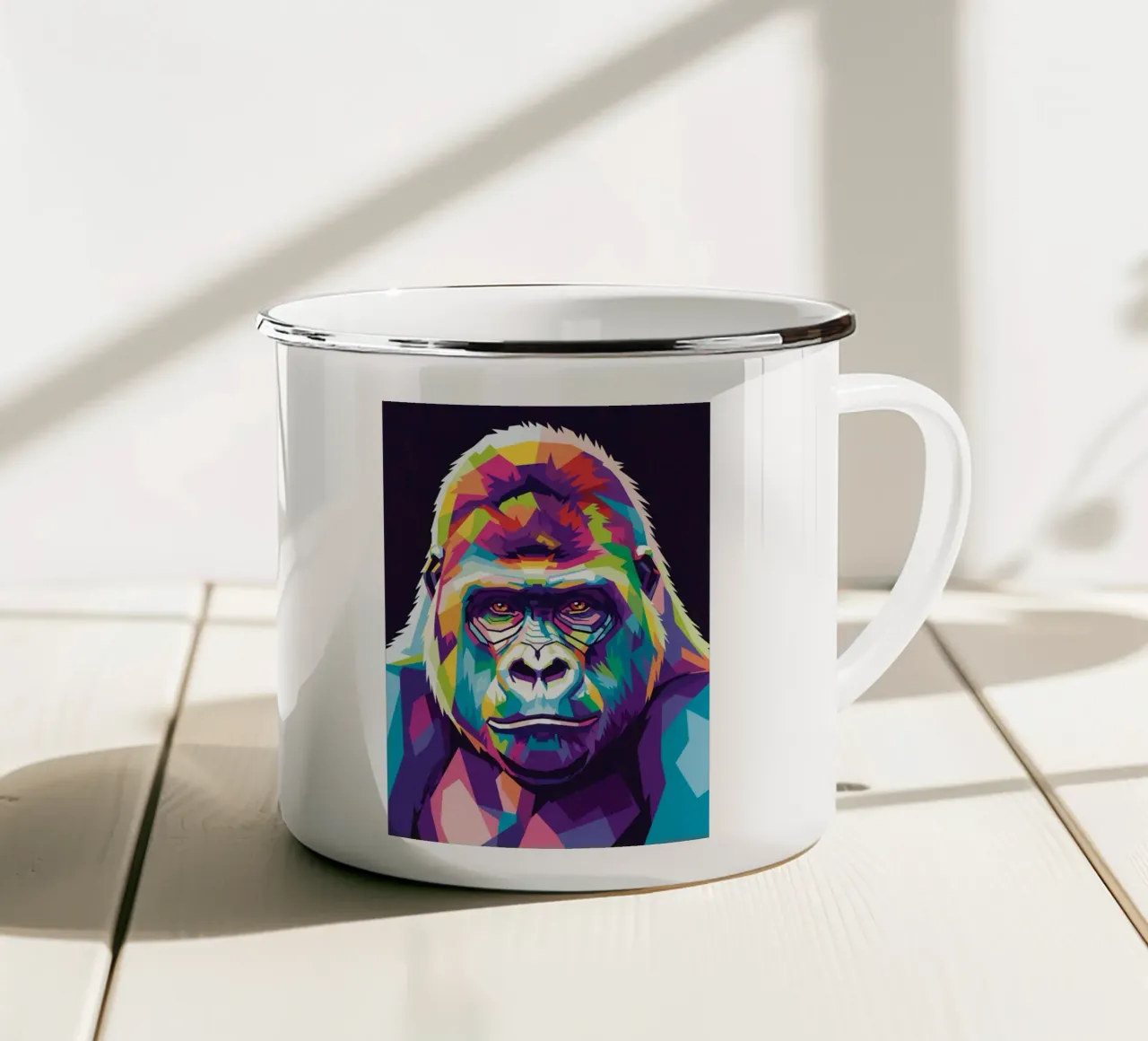Colorato di gorilla (2) tazza in smalto da Wild Life studio
