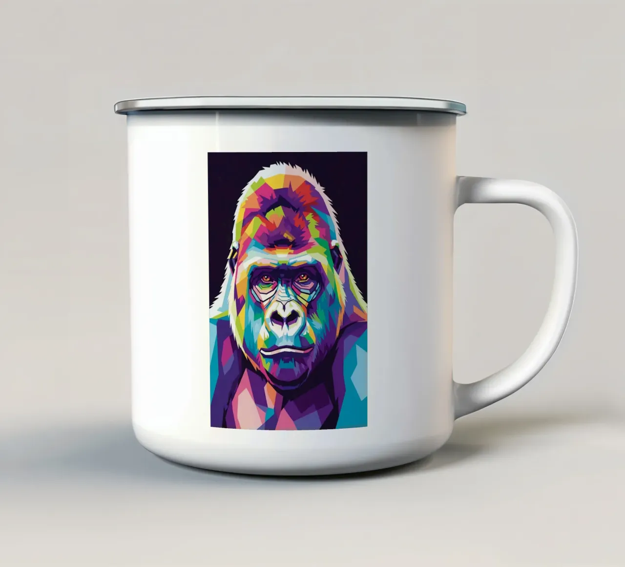 Colorato di gorilla (2) tazza in smalto da Wild Life studio