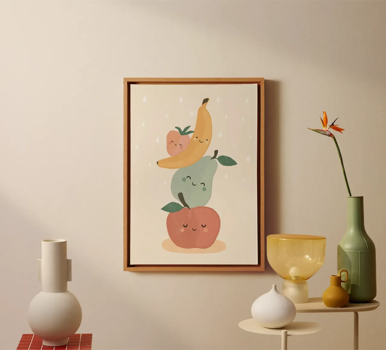 Smiling Fruits canvas met Baklijst van muench benjamin