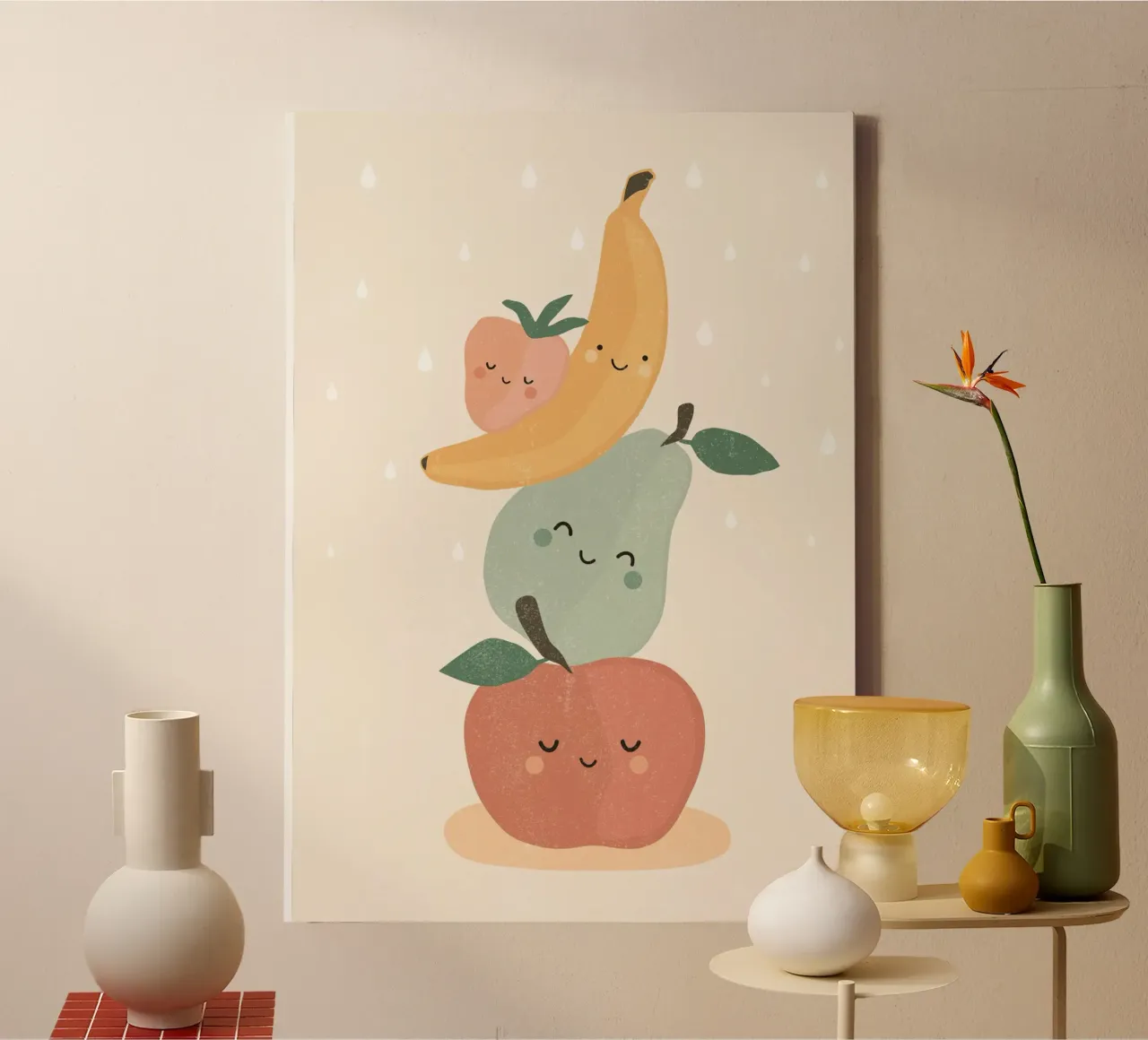 Smiling Fruits canvas met Baklijst van muench benjamin