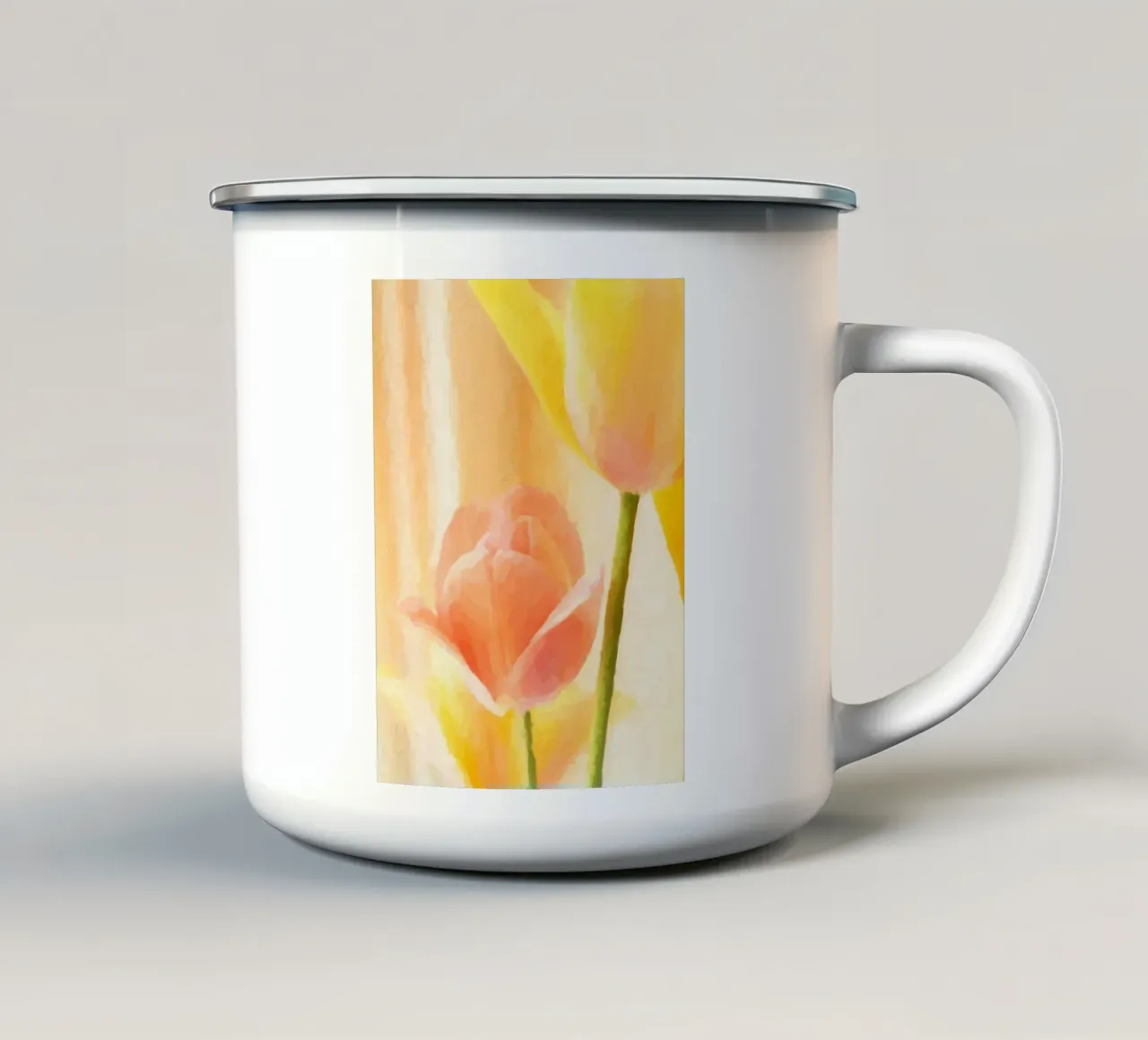 Tulipani di luce mattutina tazza in smalto da AprilAdamantium