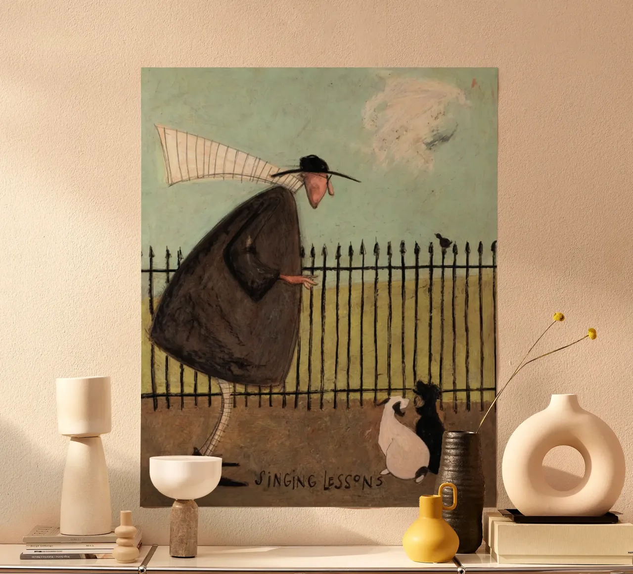 STAMPA DOG ART Lezioni di canto Sam Toft Sam Toft poster con telaio in legno da Patrick Mitchell