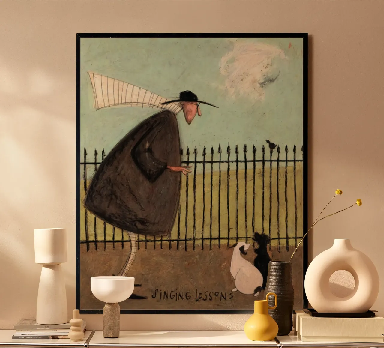 STAMPA DOG ART Lezioni di canto Sam Toft Sam Toft poster con telaio in legno da Patrick Mitchell