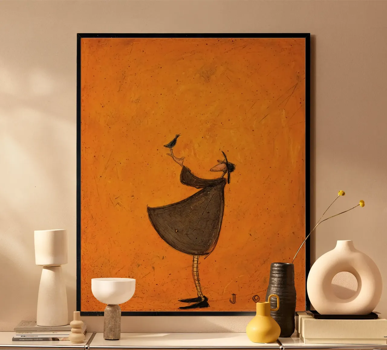 Kunst Sam Toft A volte ci sediamo a pensare poster con telaio in legno da Patrick Mitchell