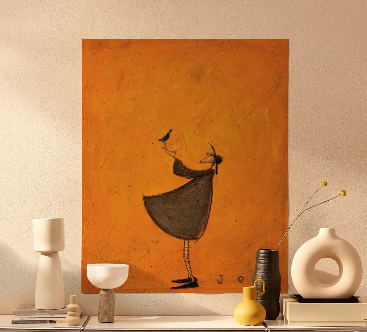 Kunst Sam Toft A volte ci sediamo a pensare poster con telaio in legno da Patrick Mitchell