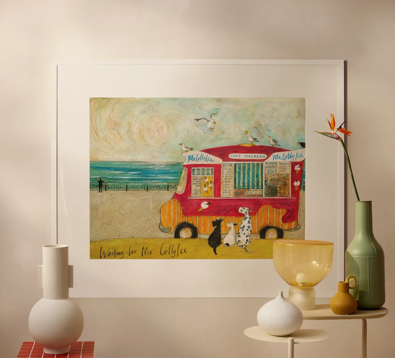 Sam Toft - Aspettando il signor Lolly Ice poster con telaio in alluminio da Patrick Mitchell