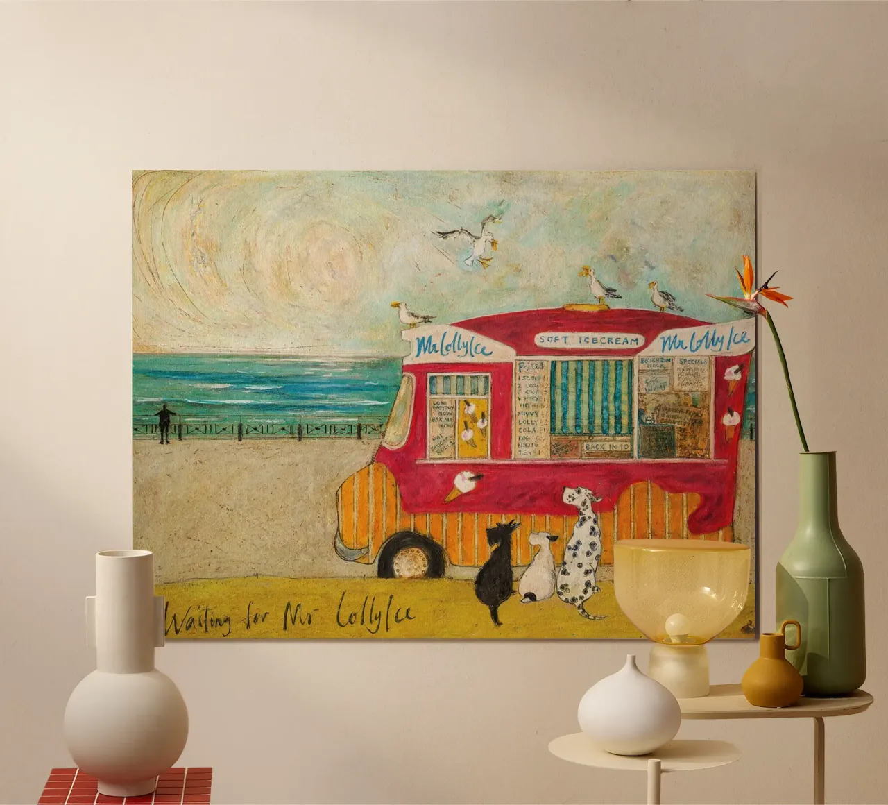 Sam Toft - Aspettando il signor Lolly Ice poster con telaio in alluminio da Patrick Mitchell