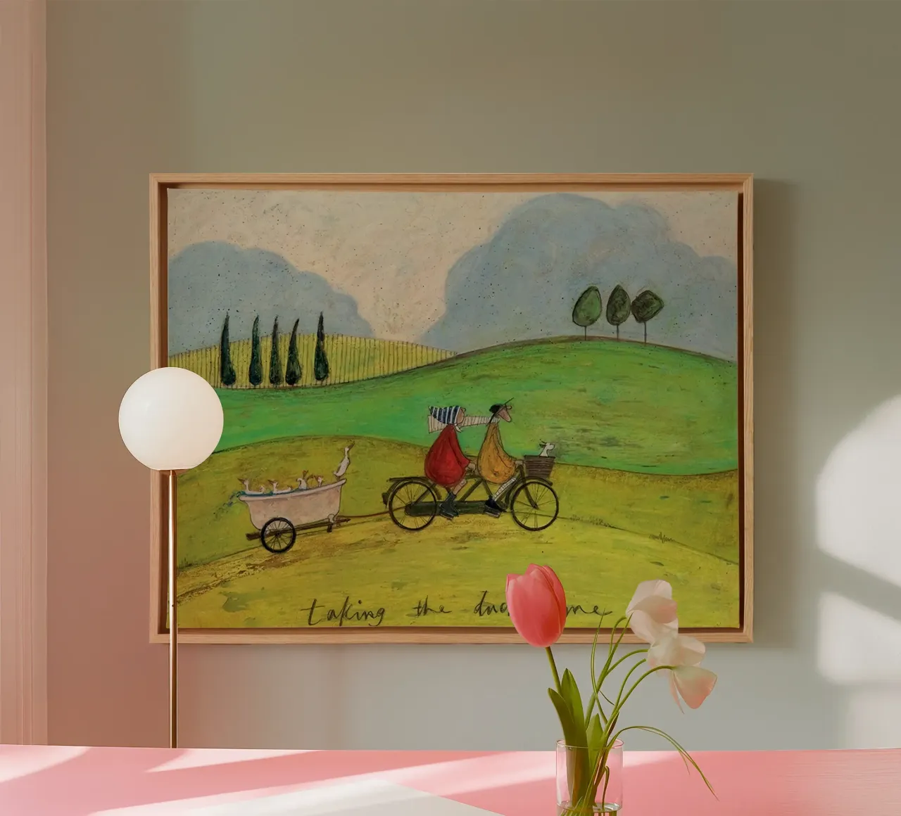 Sam Toft Canvas Print Taking The Ducks Home canvas with Floater frame by Patrick Mitchell