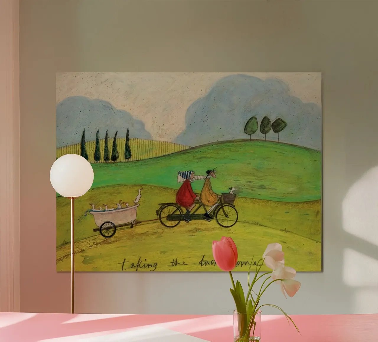 Sam Toft Canvas Print Taking The Ducks Home (en anglais) poster avec cadre en aluminium de Patrick Mitchell