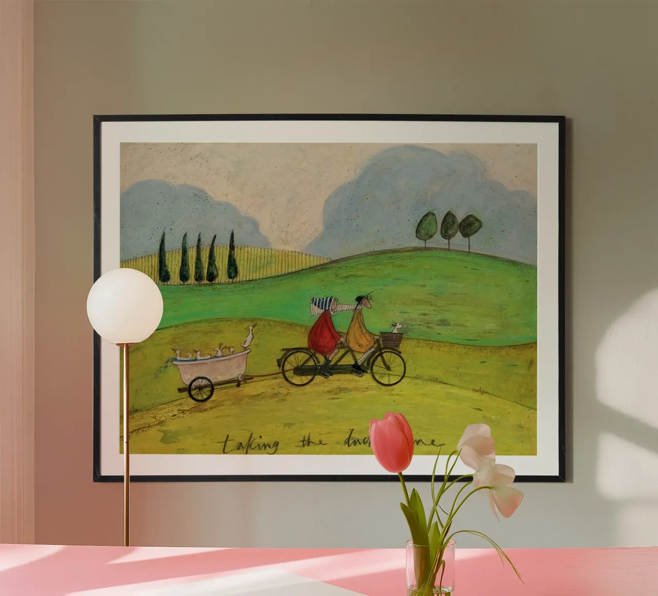 Sam Toft Canvas Print Taking The Ducks Home (en anglais) poster avec cadre en aluminium de Patrick Mitchell