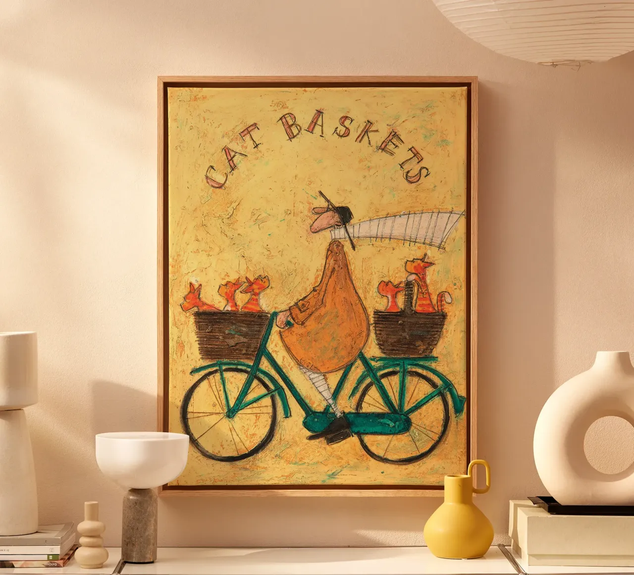 Sam Toft Cat Baskets Canvas canvas with Floater frame by Patrick Mitchell
