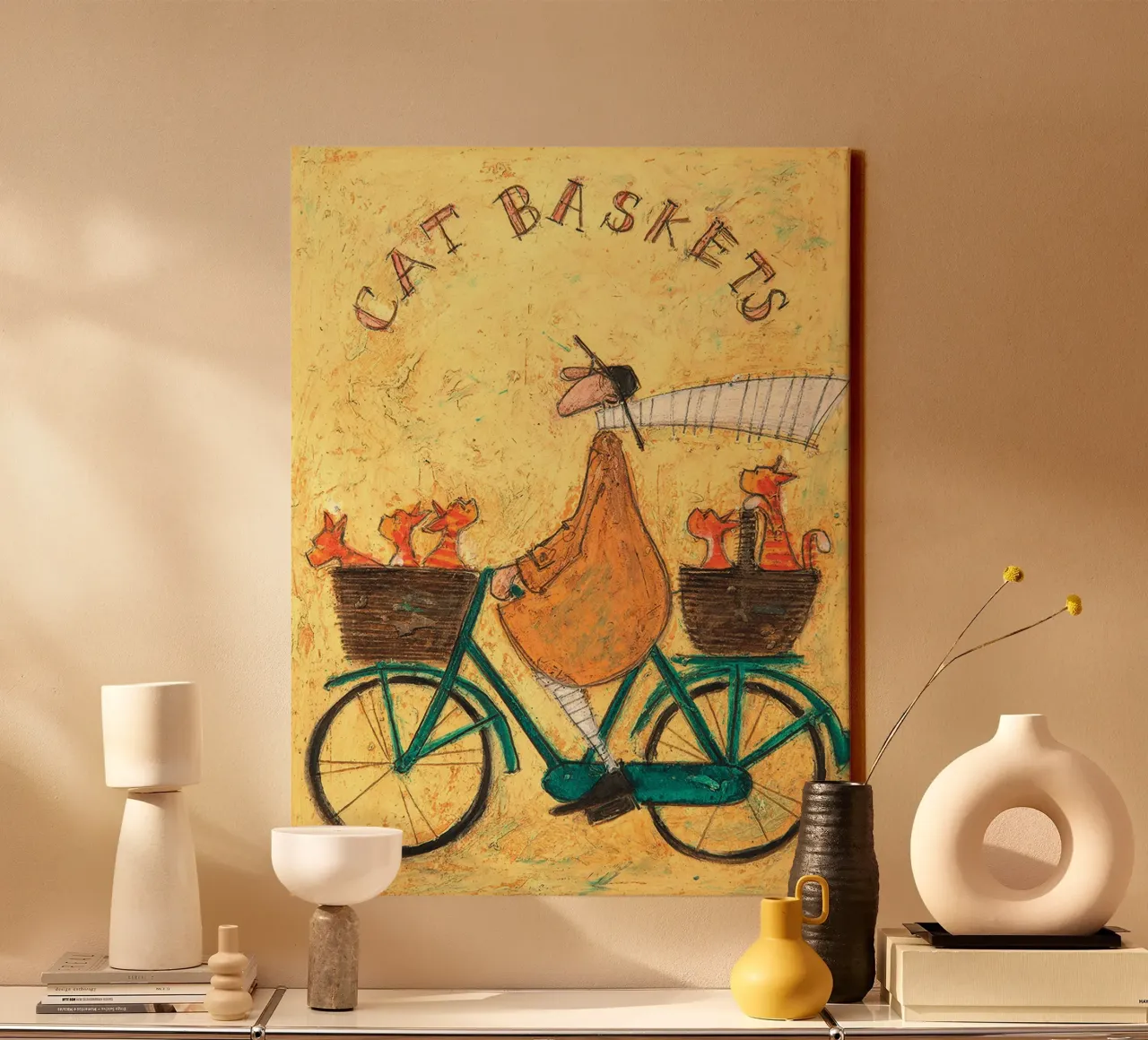 Sam Toft Cat Baskets Canvas canvas with Floater frame by Patrick Mitchell