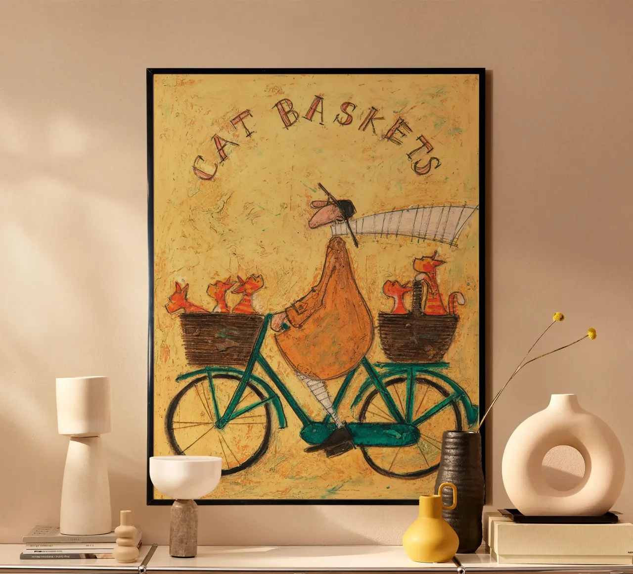 Sam Toft Cat Baskets Canvas poster with aluminum frame by Patrick Mitchell