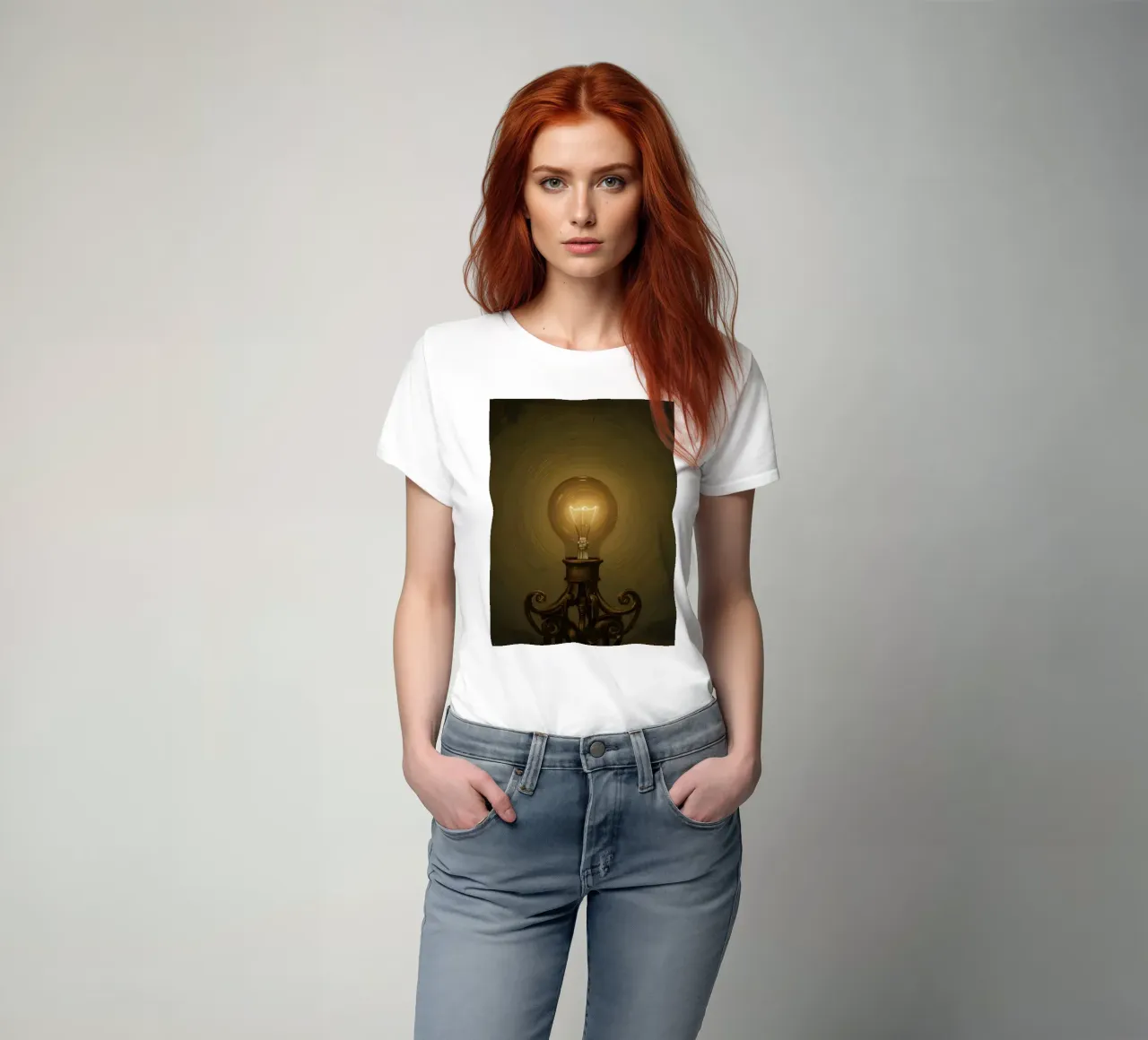 Lampadina illuminata su supporto in metallo t-shirt da DesignDoodle