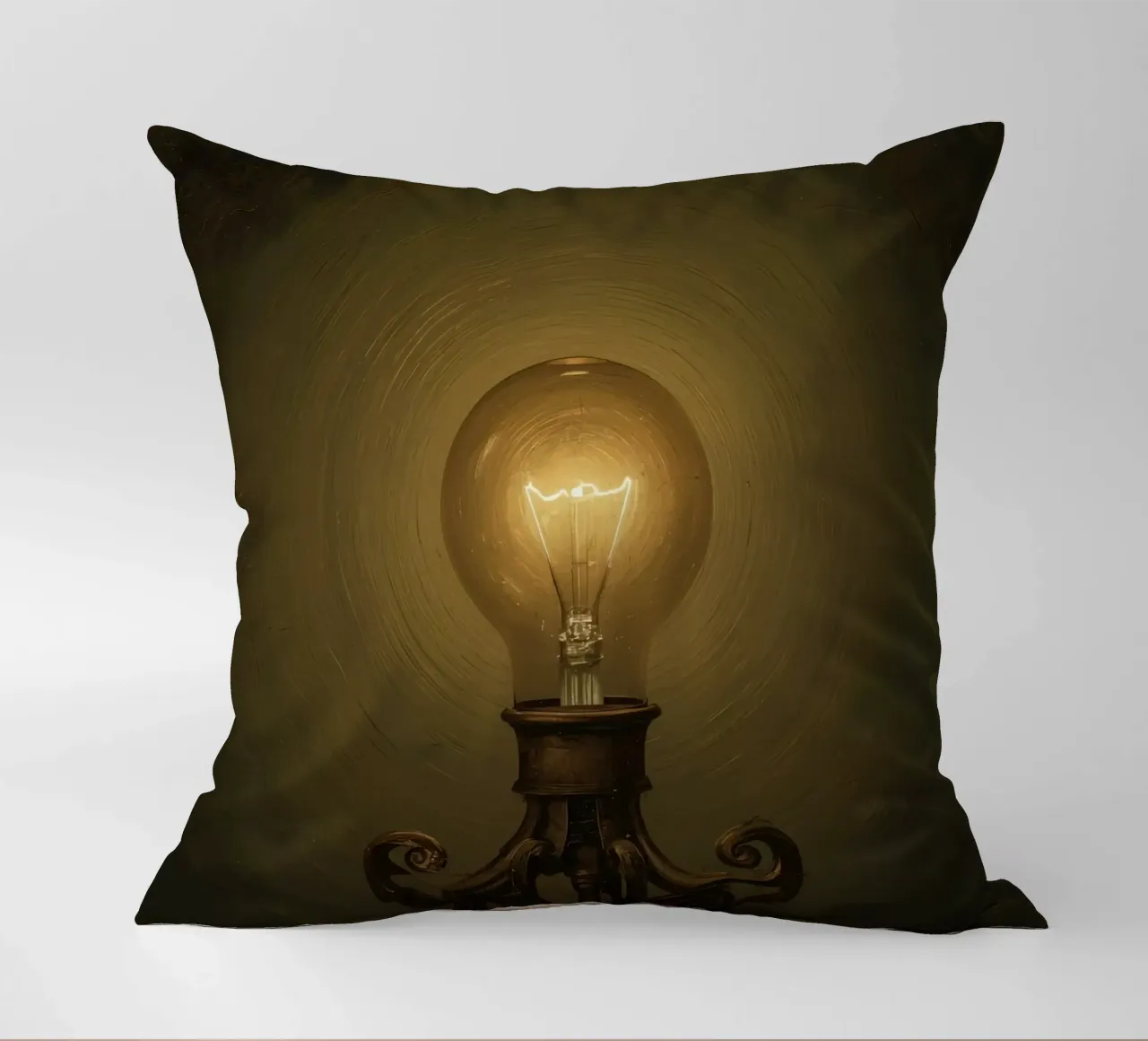 Lampadina illuminata su supporto in metallo cuscino da DesignDoodle