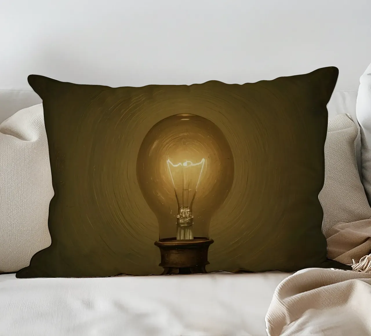 Lampadina illuminata su supporto in metallo cuscino da DesignDoodle